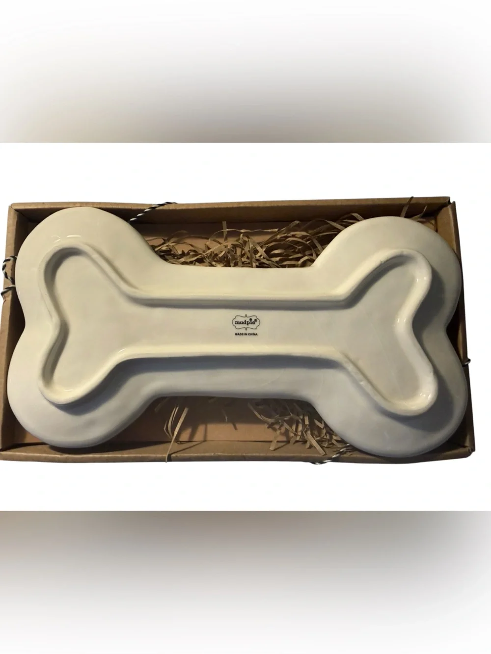 Mud Pie 'Pawty Snacks' Bone-Shaped Ceramic Treat Dish Black & White